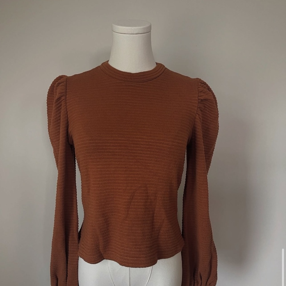 Lulu's Rust Puff Sleeve Blouse